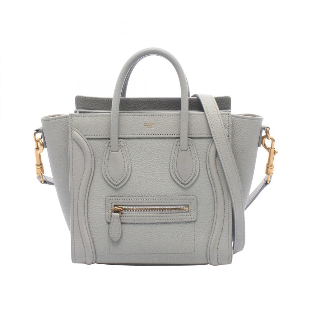 Celine Luggage Nano Shopper 2-Way Handbag, Leather, Women's, Gray